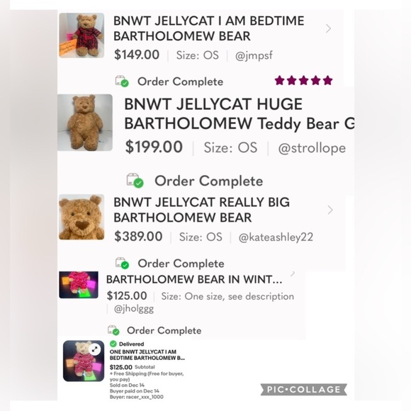 ONE BNWT JELLYCAT TINY BARTHOLOMEW BEAR - Picture 12 of 14